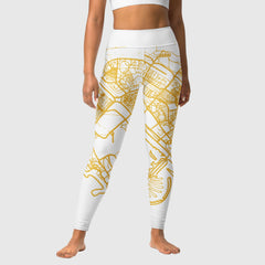 Dubai Map White Yoga Leggings