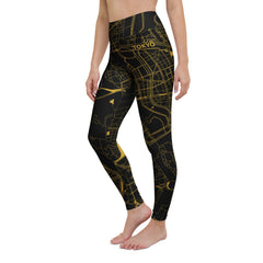 Tokyo Map Black Yoga Leggings